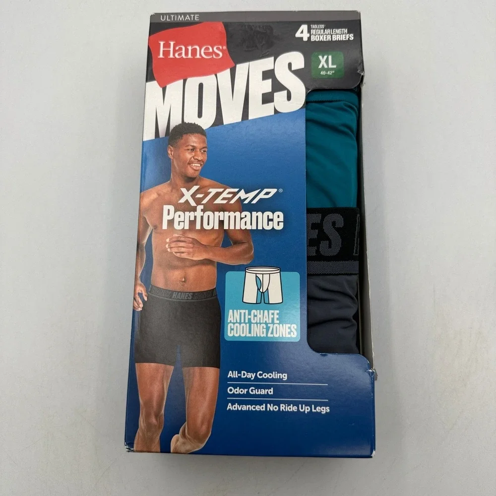 Hanes Moves X-Temp Performance Boxer Briefs Mens XL Multi 4 Pack UM2BA4